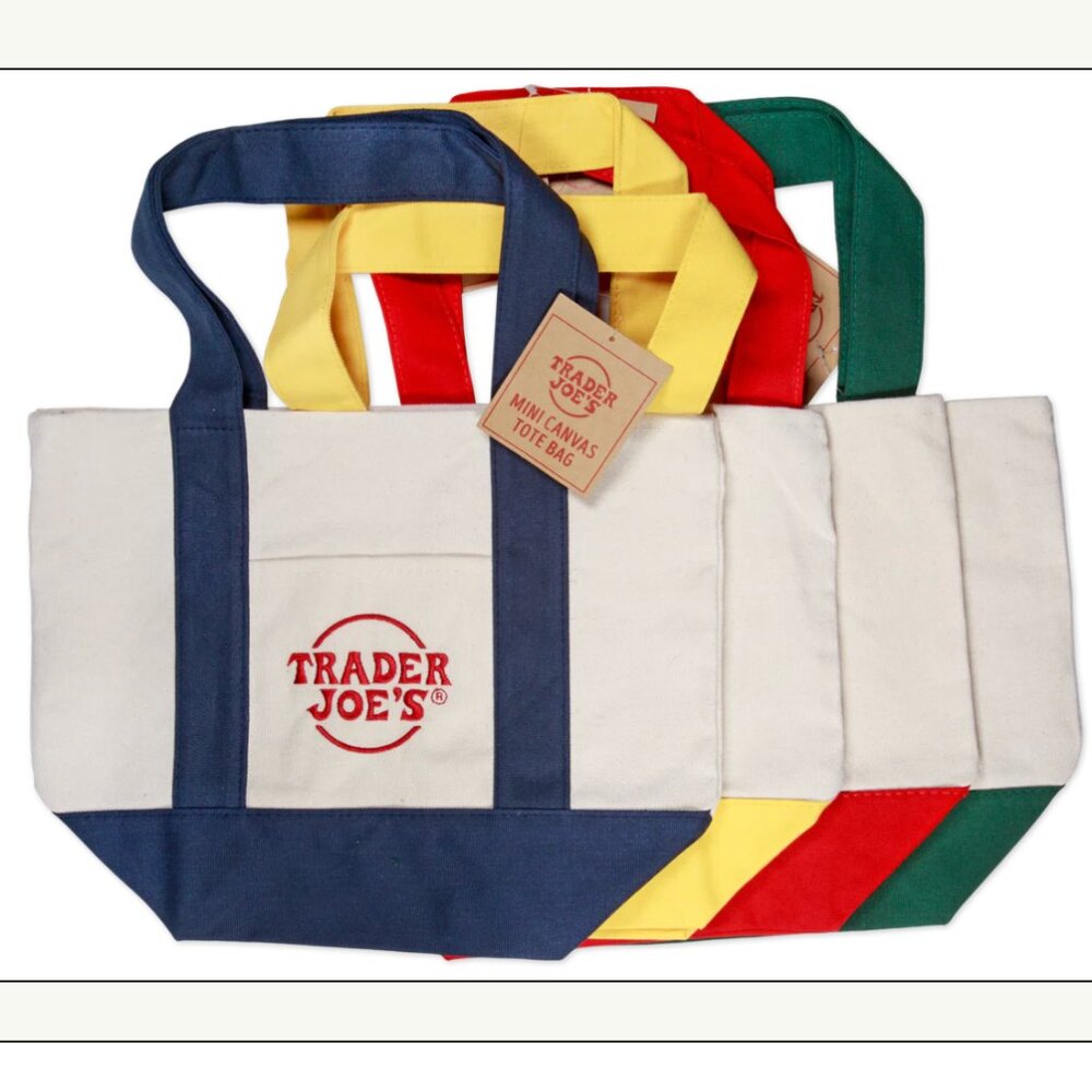 Trader Joe’s Mini Canvas Tote Bag Set Of 4 - Bran… - image 1